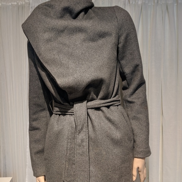RW Co grey and black wool blend wrap coat - Picture 5 of 8